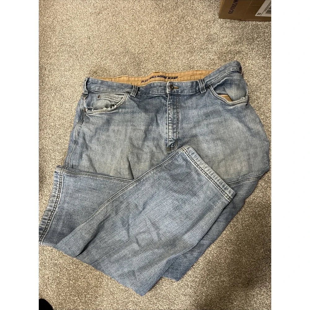 Duluth Trading Co Jeans Men Size 42x29‎ Ballroom Flex Blue Gusset Work Comfort